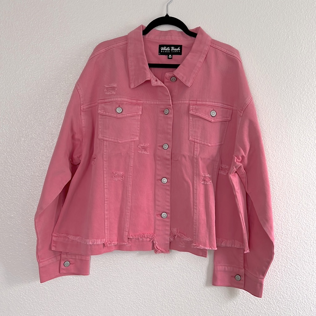 Distressed Pink Denim Jacket